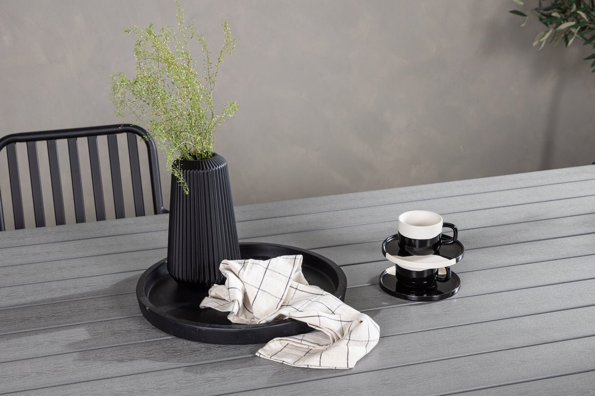 Garden table Lumari - rectangular white-gray dining table made of Aintwood and aluminum