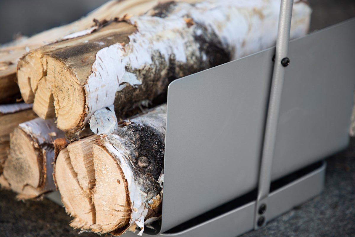 Garden Firewood Basket Carry - made of Steel in Silver