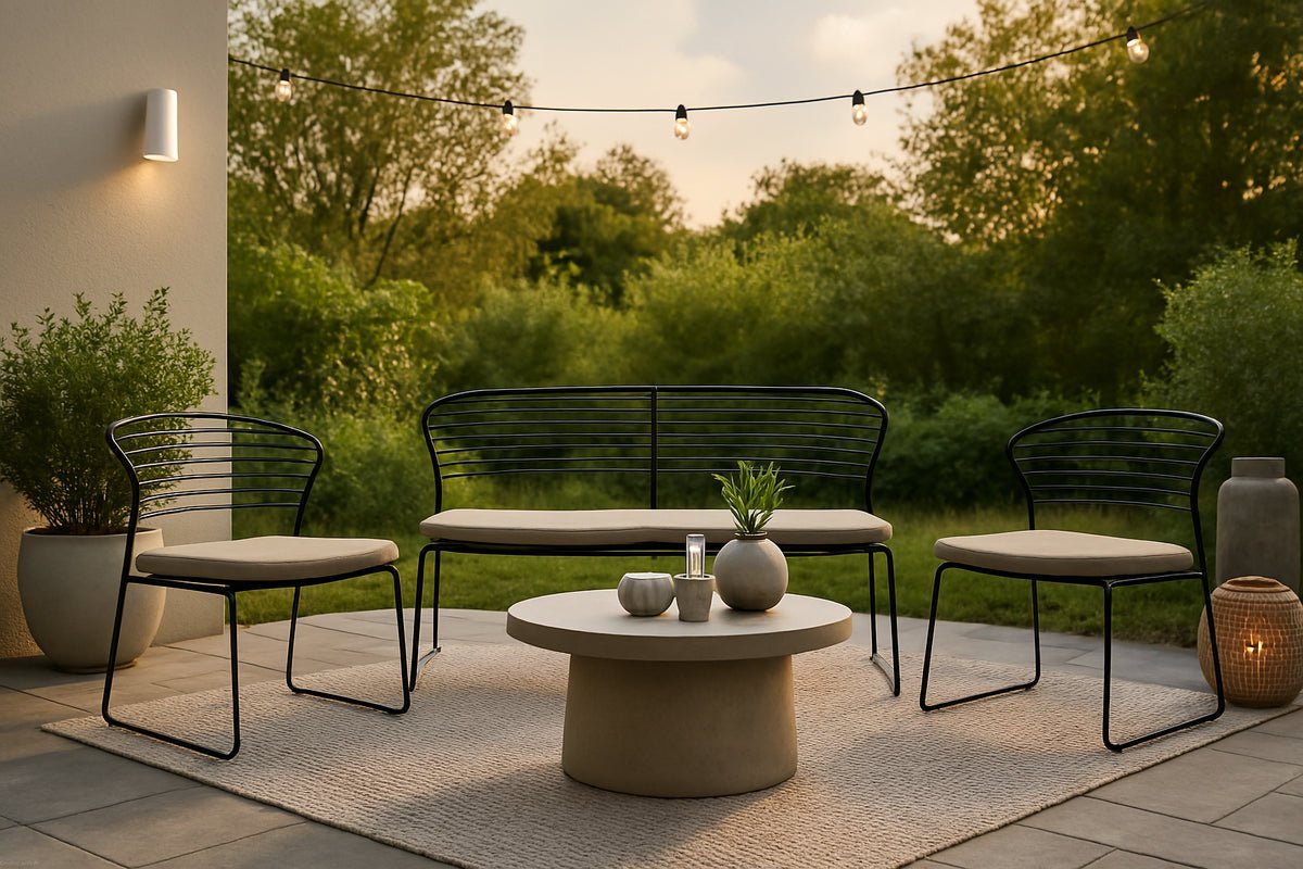 Garden Seating Set Blueberry - including gray cushions