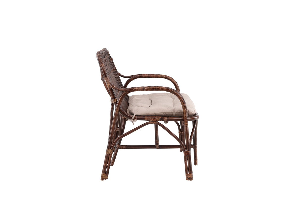 Garden Bench Tobias - Made of Rattan in Dark Walnut Color