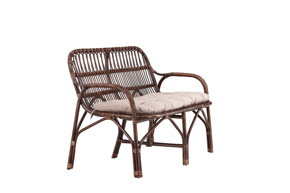 Garden Bench Tobias - Made of Rattan in Dark Walnut Color