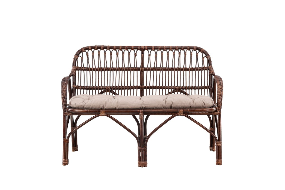 Garden Bench Tobias - Made of Rattan in Dark Walnut Color