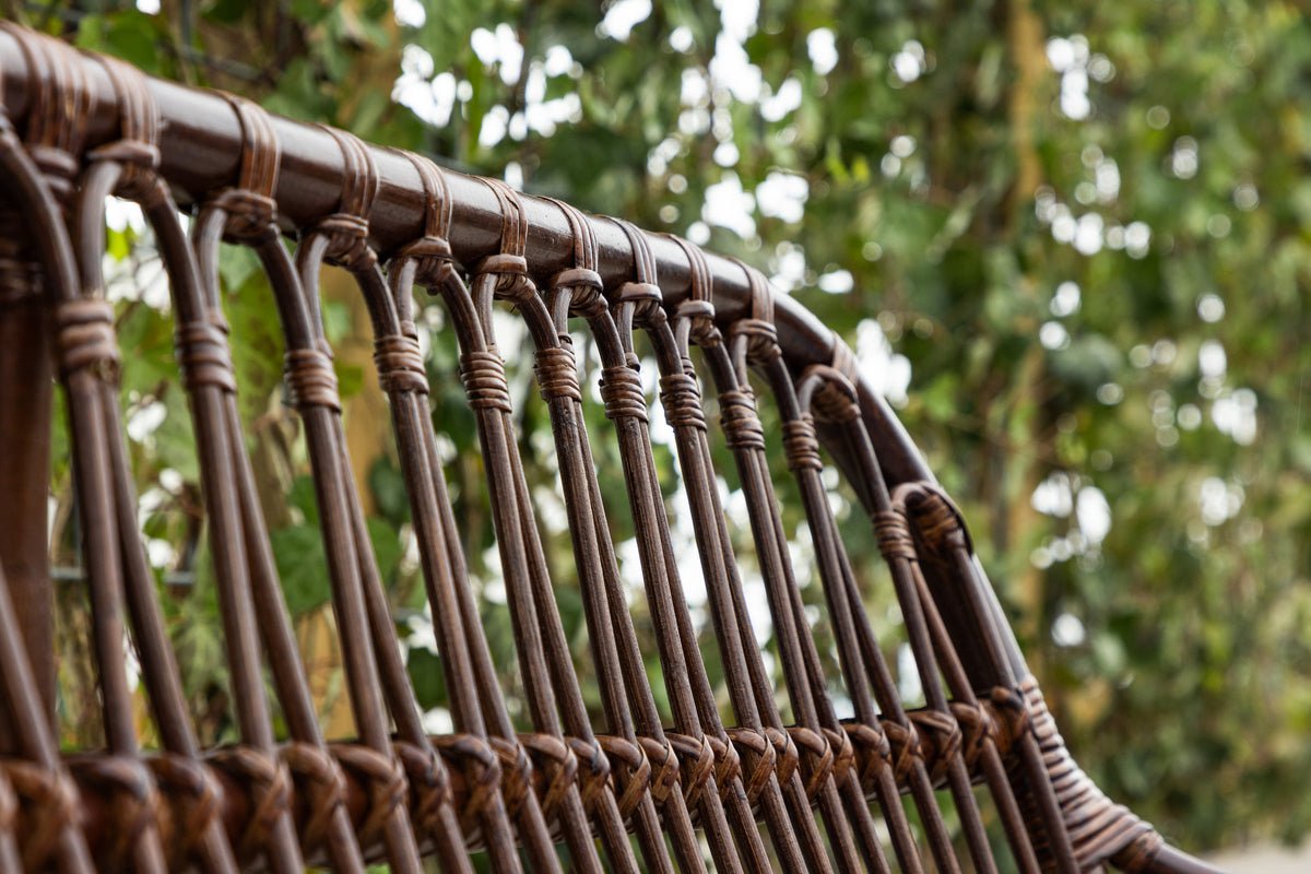 Garden Bench Tobias - Made of Rattan in Dark Walnut Color
