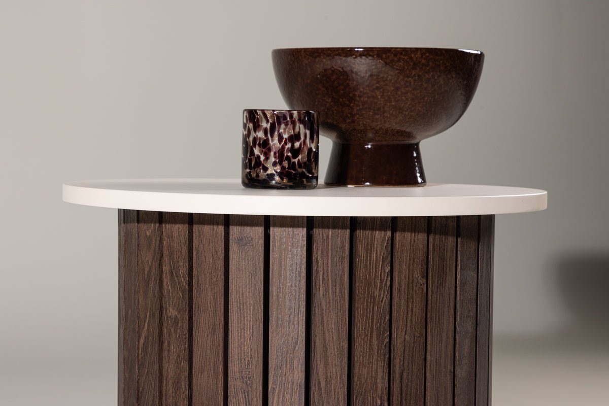 Side table Elvin – Ø52 cm in wood look Beige