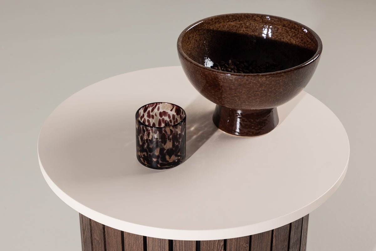 Side table Elvin – Ø52 cm in wood look Beige