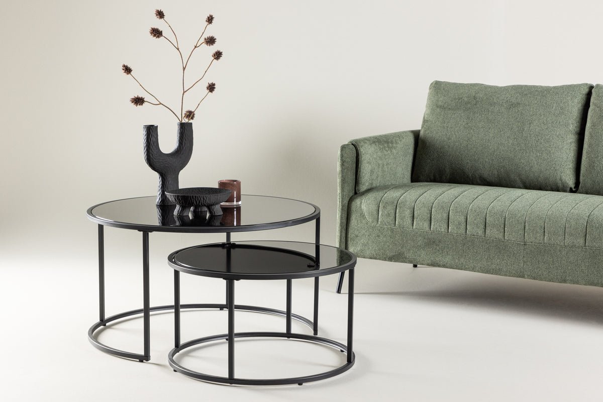 Coffee table Franco - with black glass plates