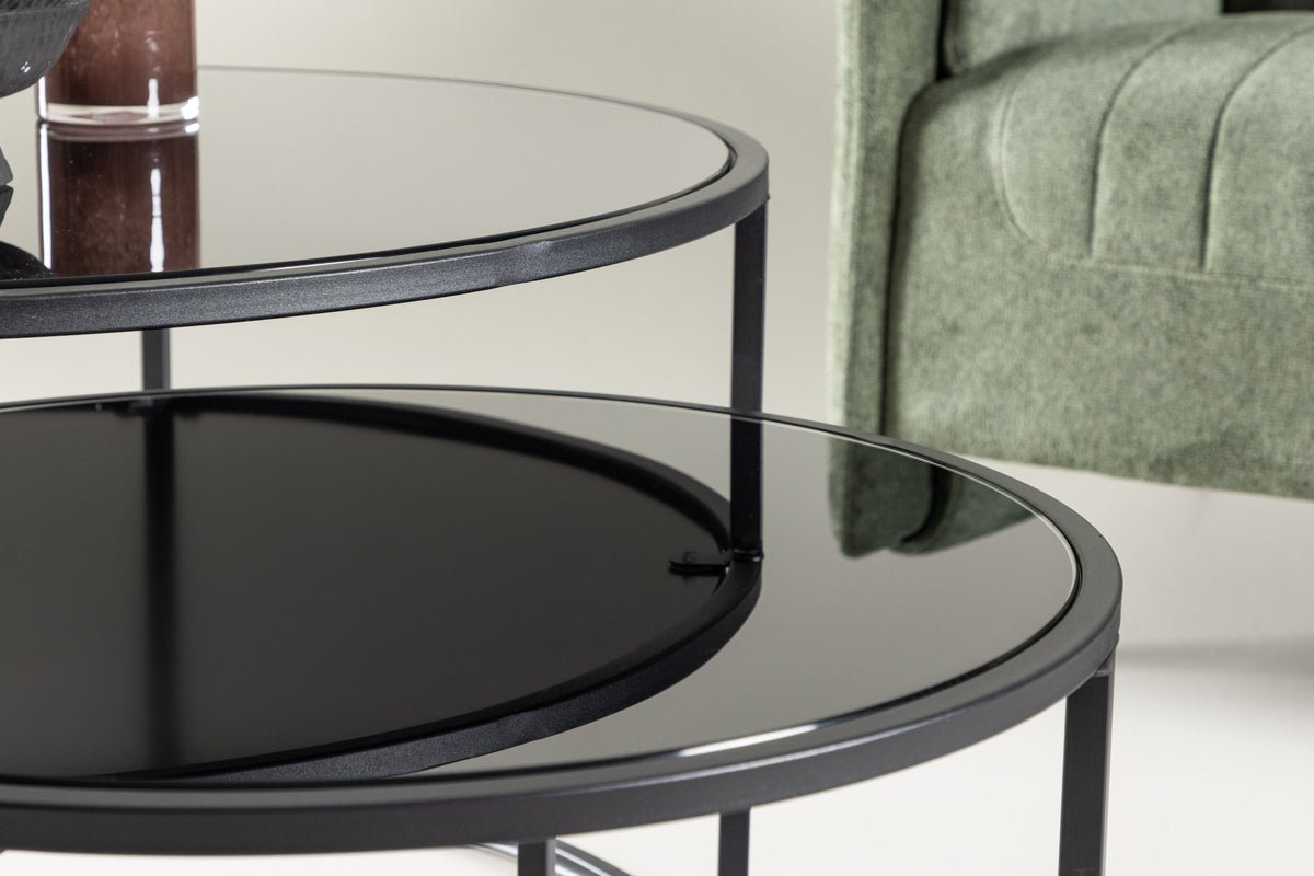 Coffee table Franco - with black glass plates