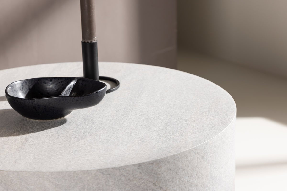 Coffee table/side table Marlo - cylindrical shape in gray