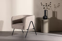 Armchair Rufus - with beige fabric and black lacquered legs