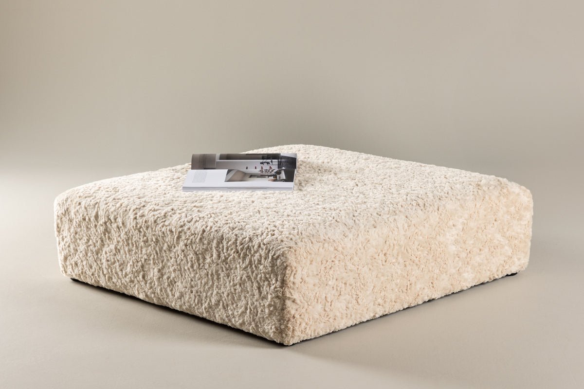 Side stool Farrow – Square stool in teddy look Beige