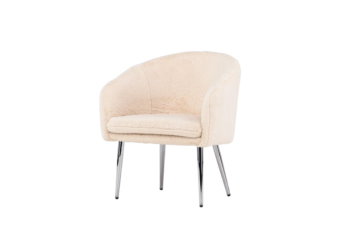 Armchair Wilma - with beige teddy cover and silver-colored steel legs