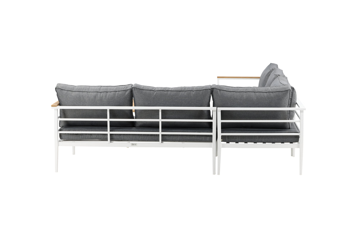 Lounge Set Puerto – made of metal with teak wood details, incl. cushions