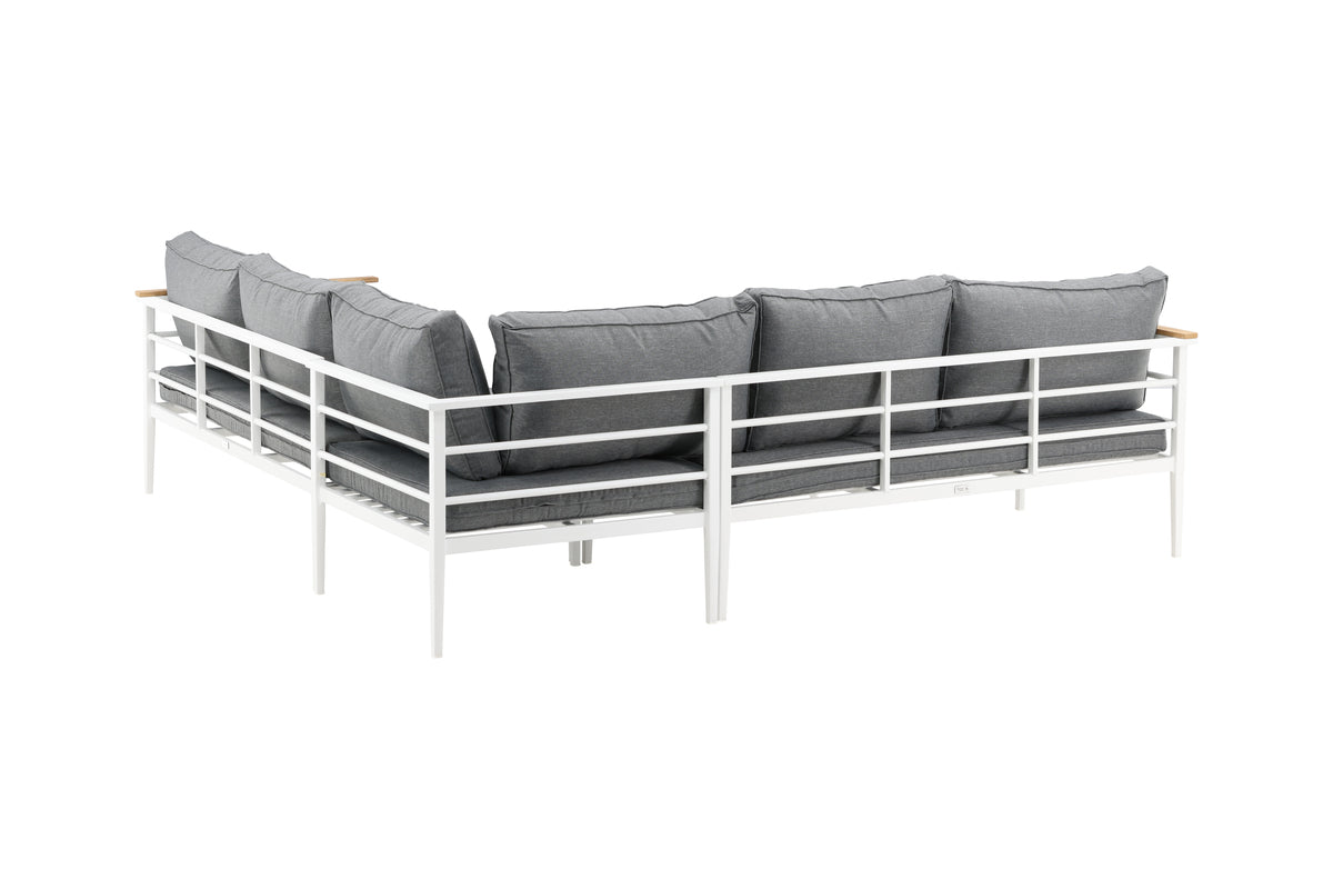 Lounge Set Puerto – made of metal with teak wood details, incl. cushions