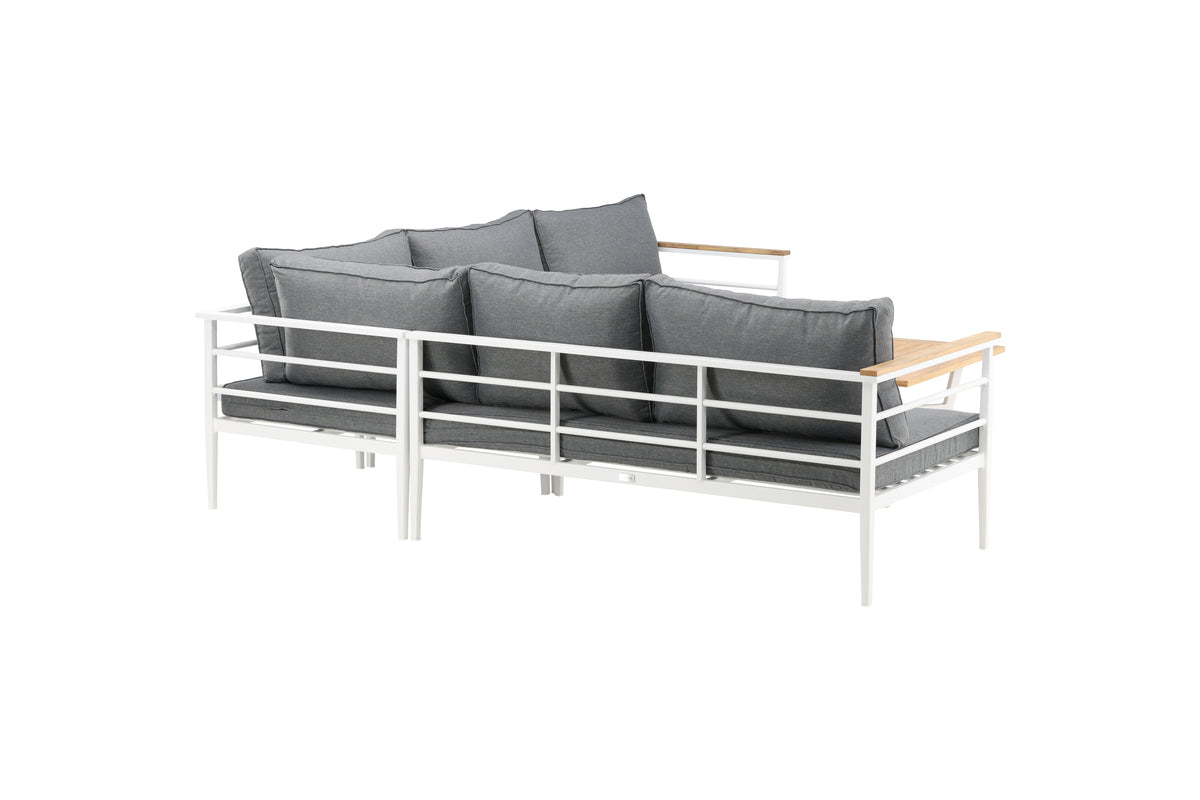 Lounge Set Puerto – made of metal with teak wood details, incl. cushions