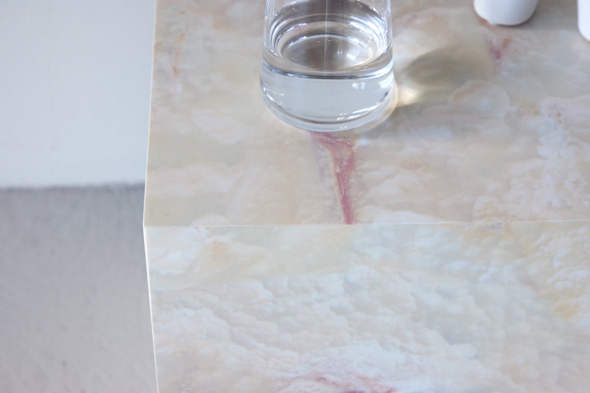 Side table Quadro – in Beige with stone look