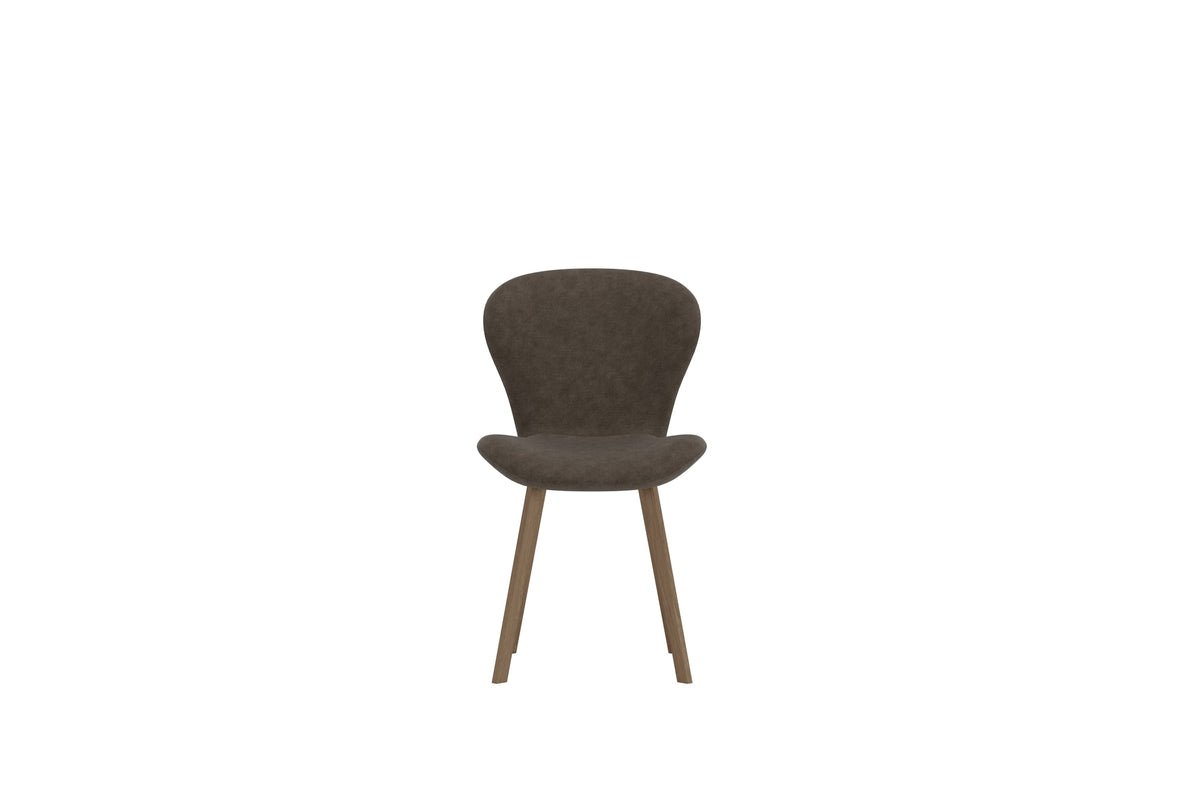 Set of 2 - Dining Chair Elli in Brown with Metal Legs