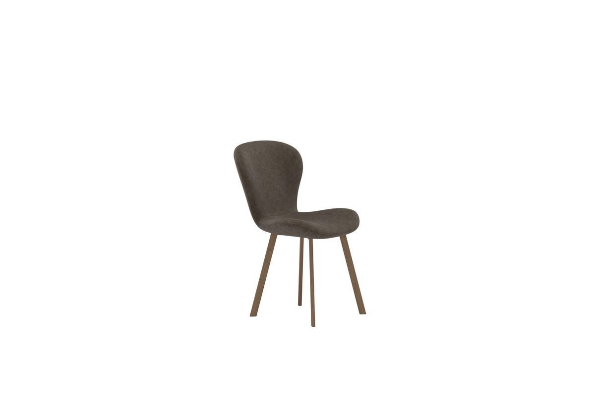Set of 2 - Dining Chair Elli in Brown with Metal Legs