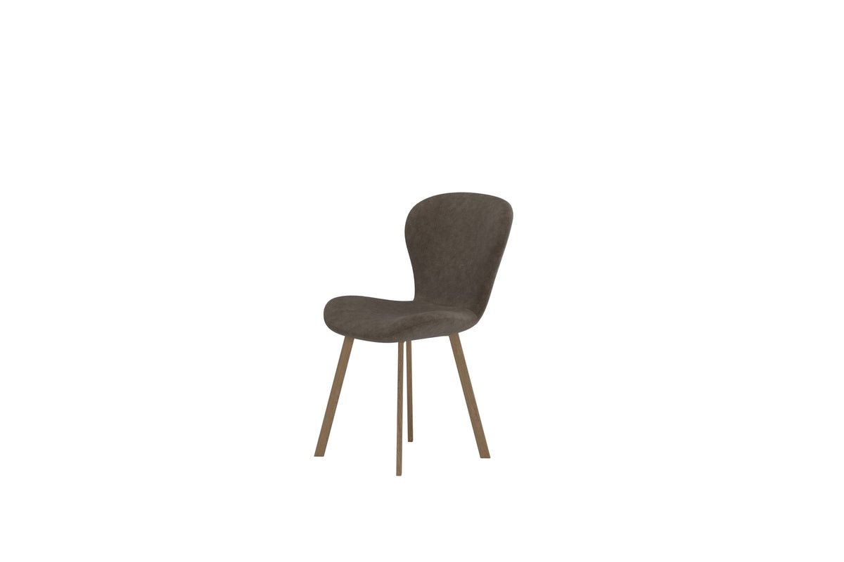 Set of 2 - Dining Chair Elli in Brown with Metal Legs