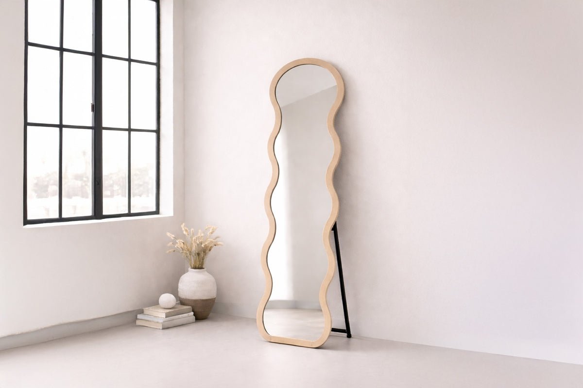 Mirror Lina - Wavy in Beige for Bedroom & Hallway