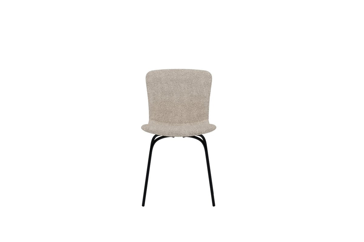 Set of 2 - Dining Chair Leo in Beige with Black Legs