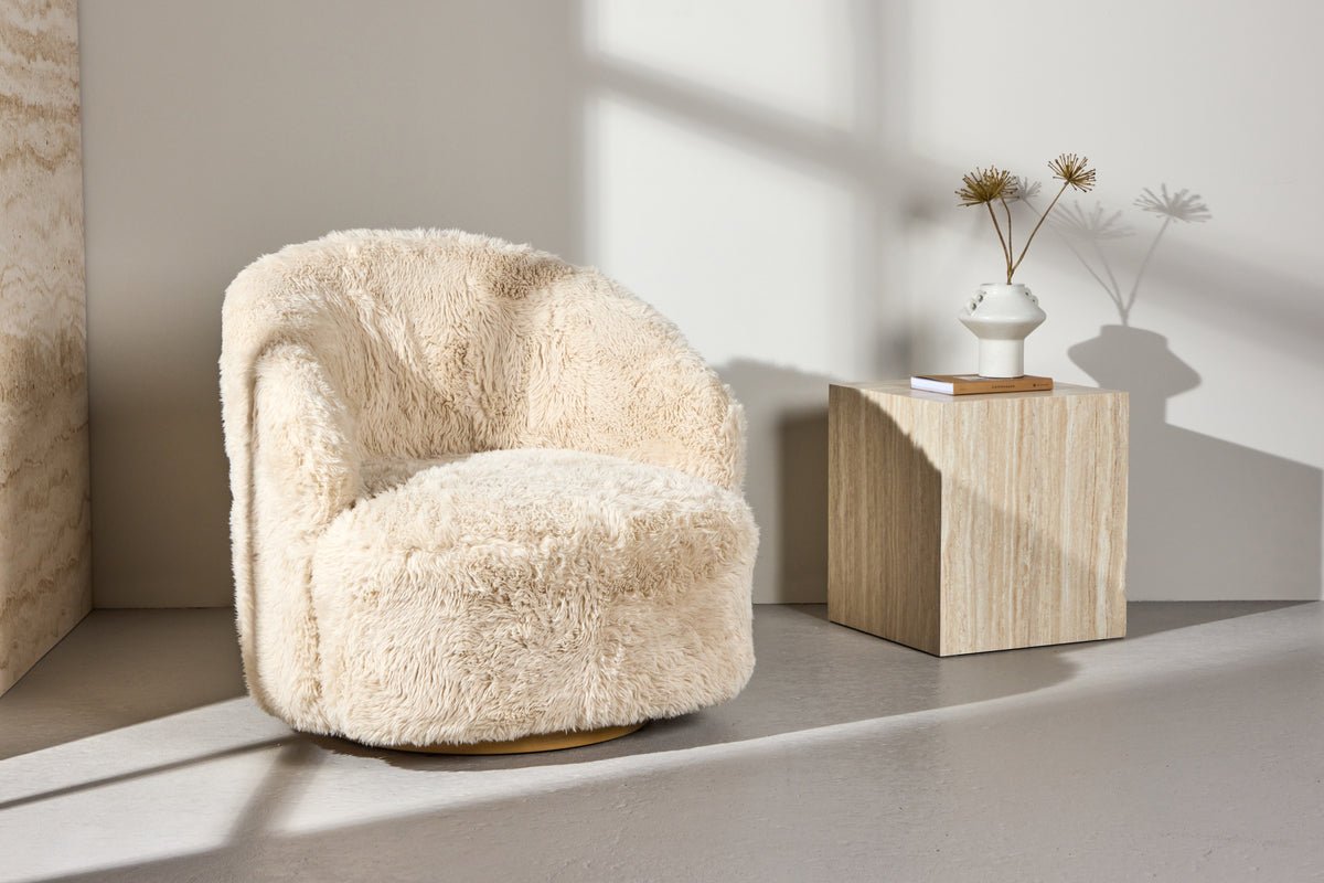 Armchair Astrid - With beige polyester cover