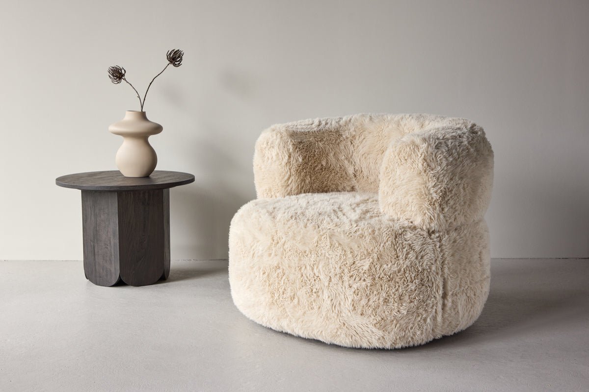 Armchair Fiby - With polyester cover in cream white