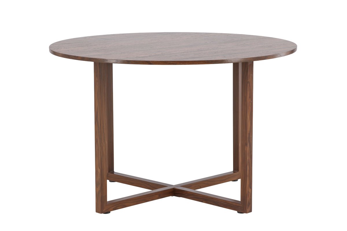 Dining table Ayani - round shape and warm walnut look