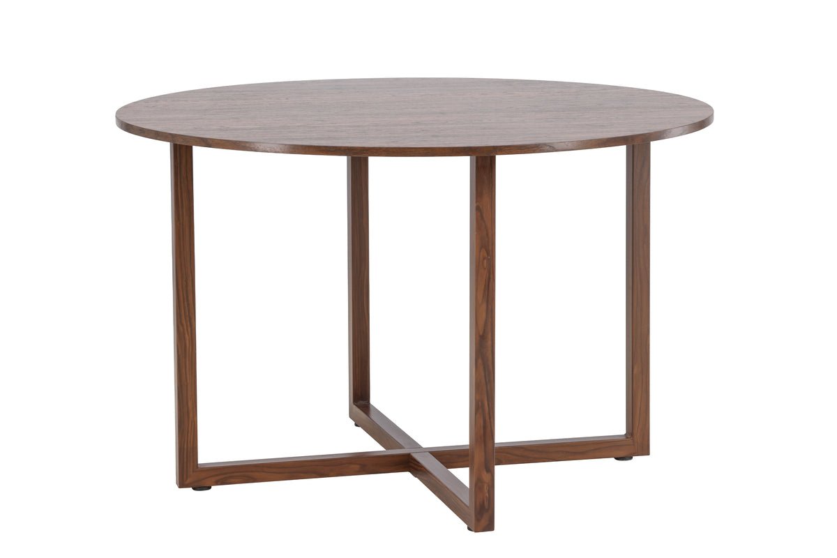 Dining table Ayani - round shape and warm walnut look