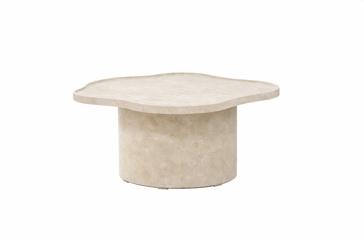 Coffee table Zai - in Beige with round shape and marble look