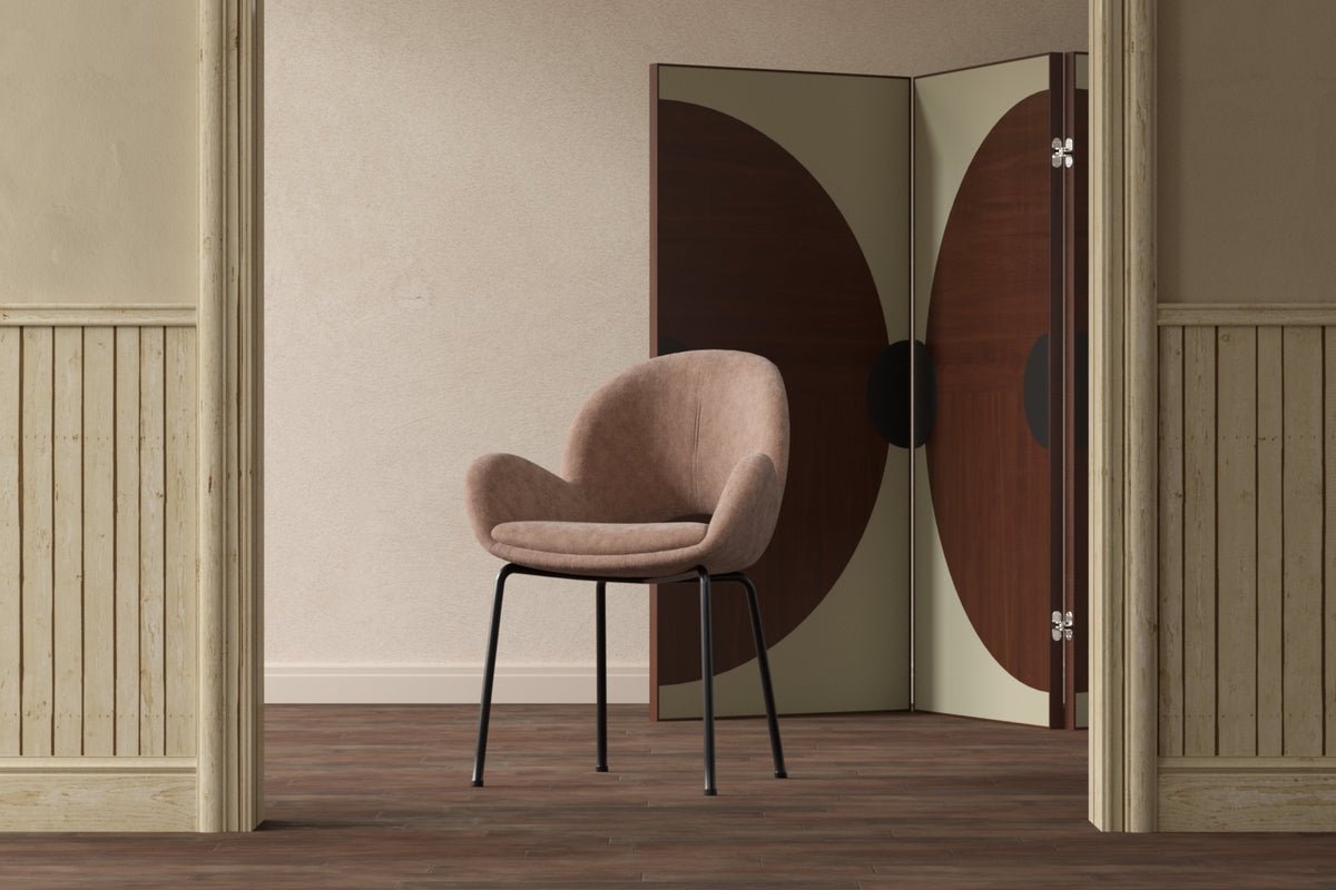 2er Set - Esszimmerstuhl Luana aus braunem Samt mit schwarzen Metallbeinen