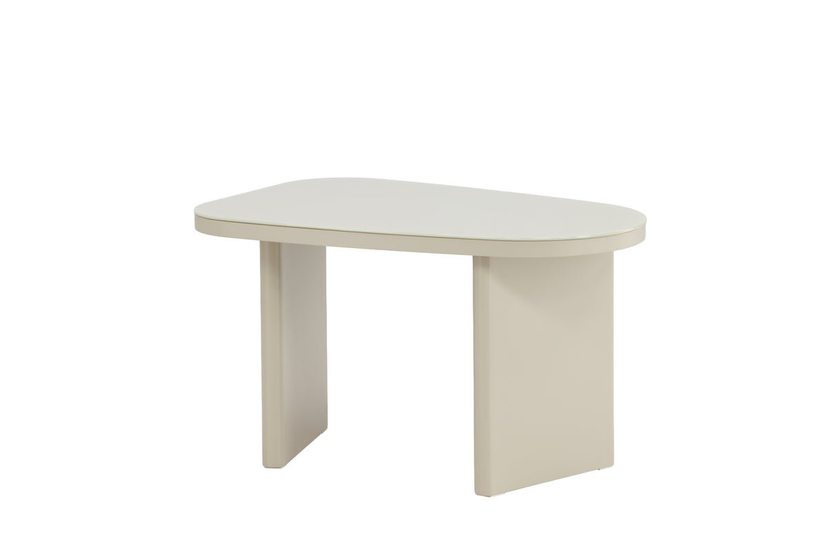 Coffee table/side table Sonaro – 70 × 45 cm in Beige with glass top