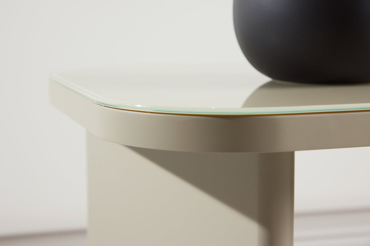 Coffee table/side table Sonaro – 70 × 45 cm in Beige with glass top