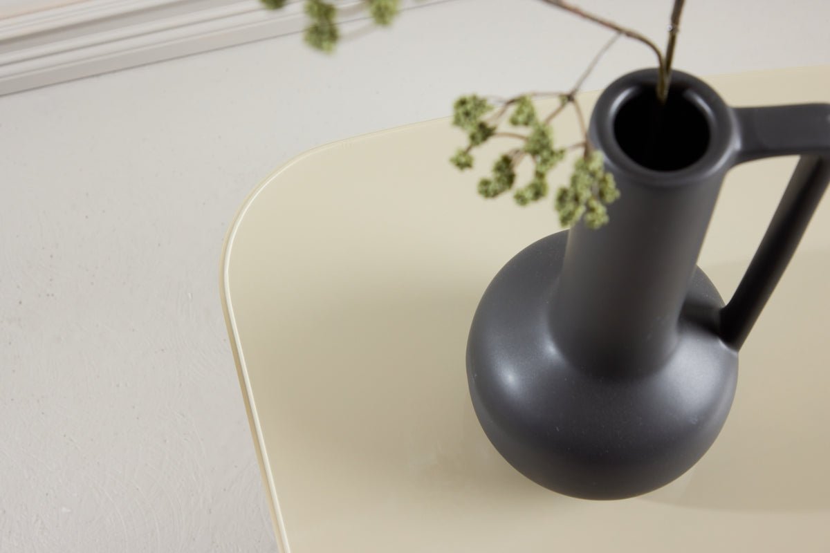 Coffee table/side table Sonaro – 70 × 45 cm in Beige with glass top