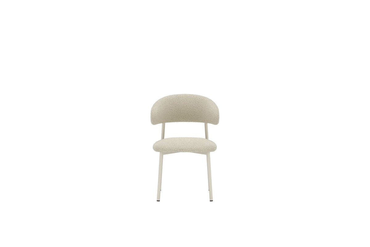 2-piece Set - Dining Chair Fernand in Beige with Steel Frame