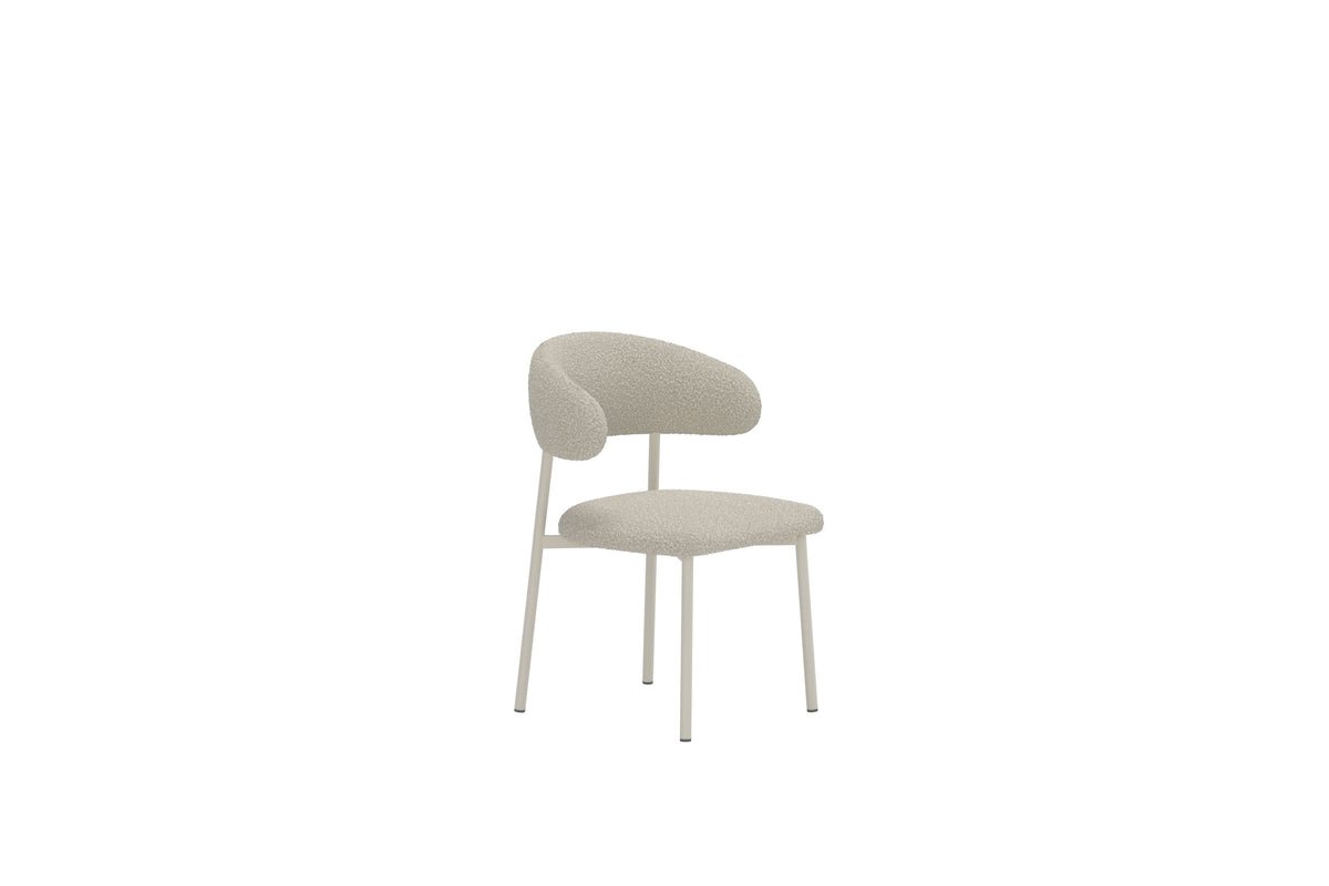 2-piece Set - Dining Chair Fernand in Beige with Steel Frame