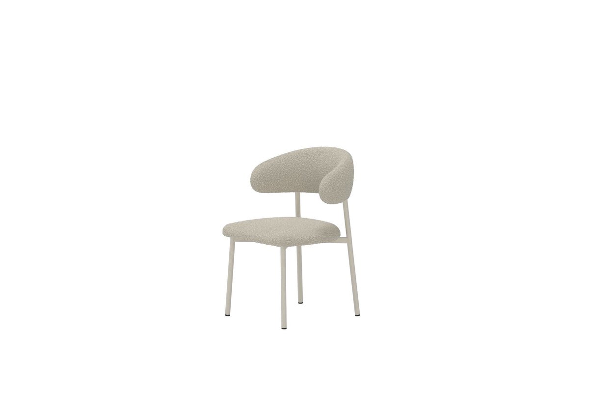 2-piece Set - Dining Chair Fernand in Beige with Steel Frame