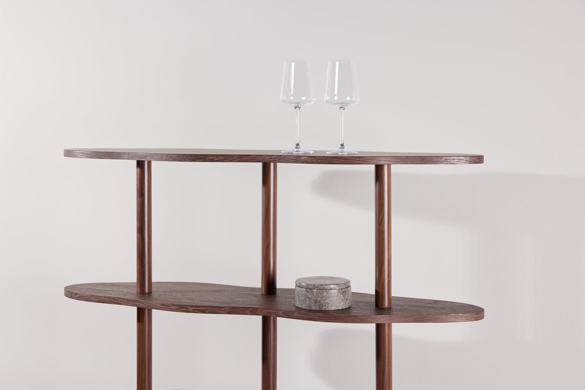 Regal Calvaro – Standing shelf in mocha with wave design