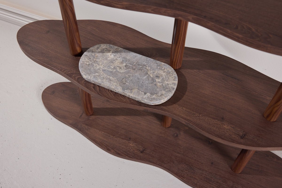 Regal Calvaro – Standing shelf in mocha with wave design