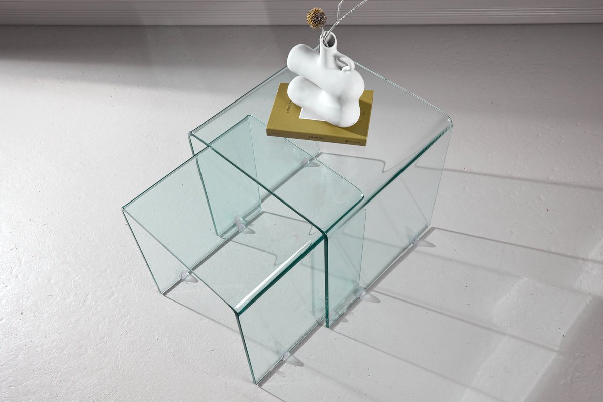 Coffee table/side table set Lumea – 2 tables in clear glass