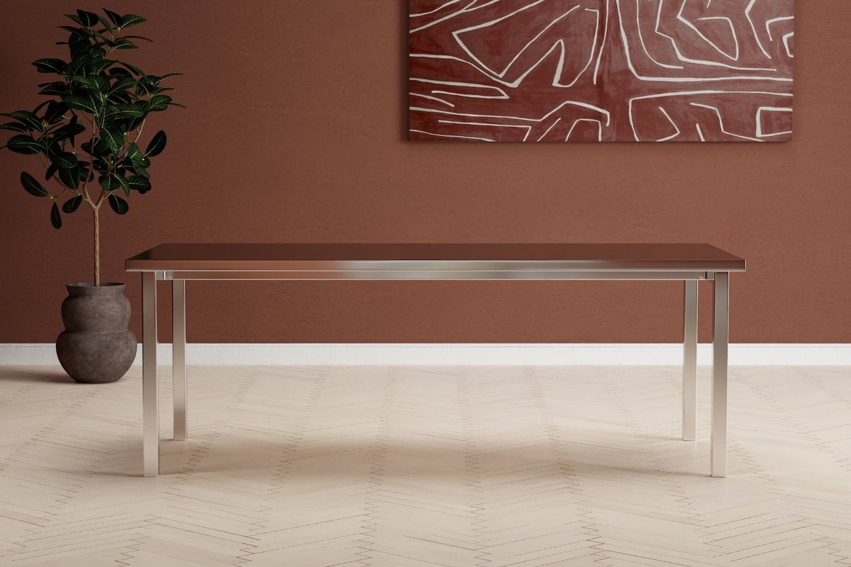 Dining table Luan - in silver with stainless steel surface