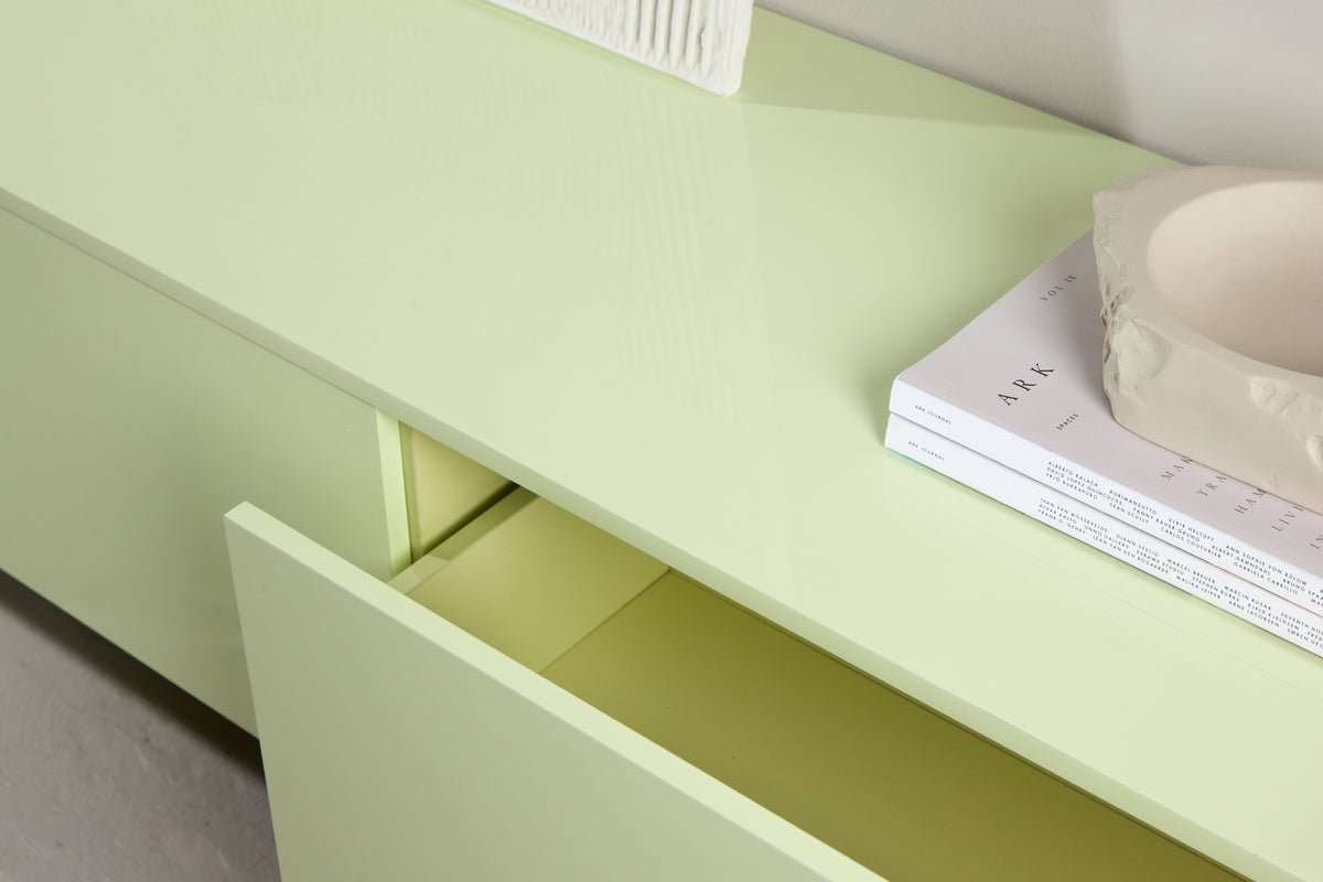 TV lowboard Marivo – Glossy design in fresh Green