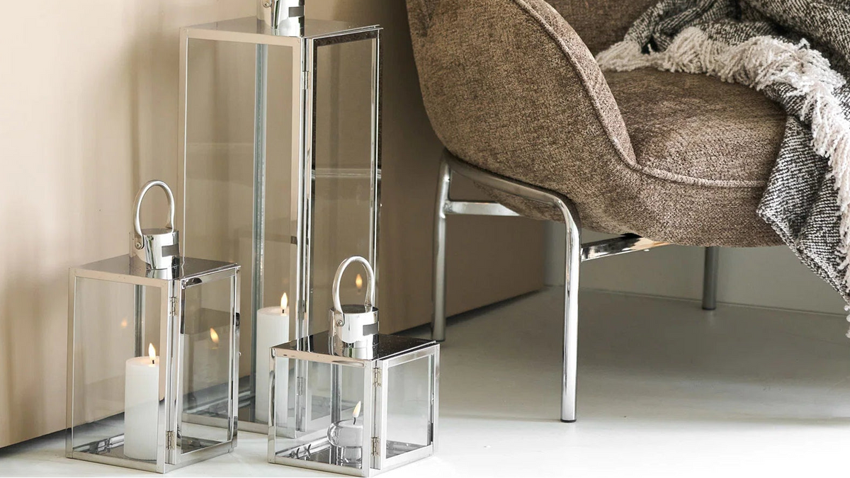 Set of 3 lanterns Rufus - with silver-colored frames