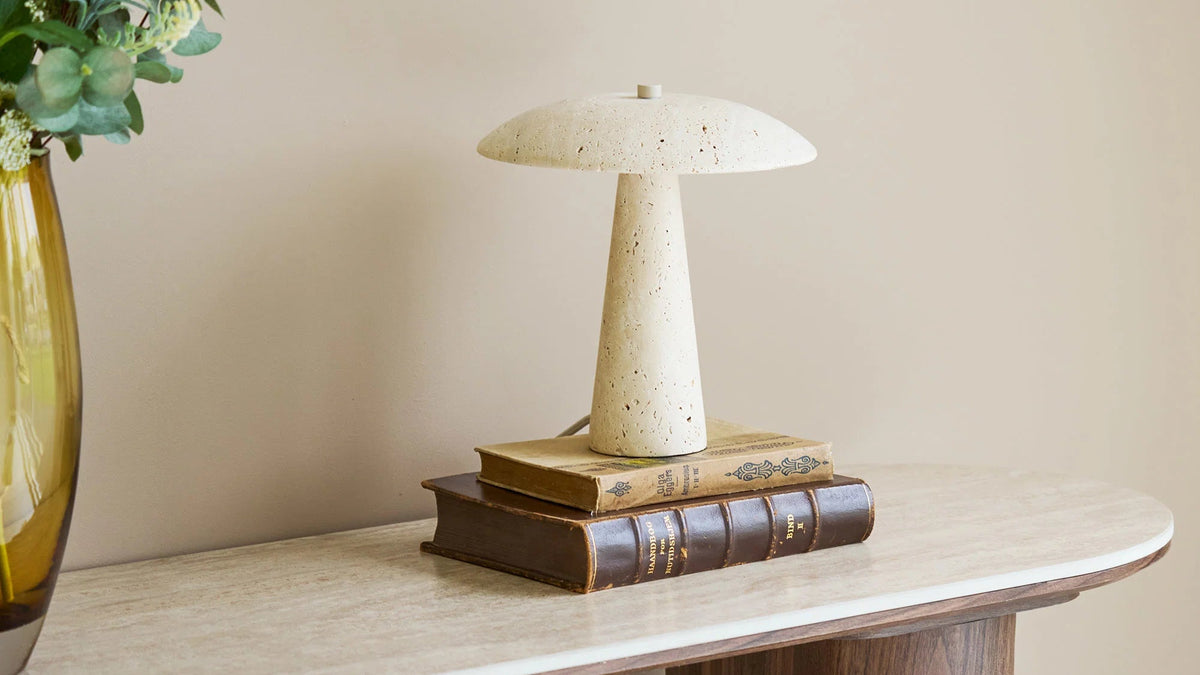 Table lamp Verde - made of high-quality travertine
