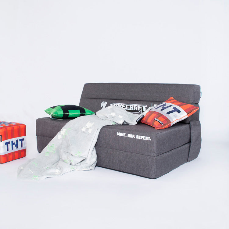 Minecraft Klappsofa „SleepCube“ – ausklappbar & passend zum Kinderbett
