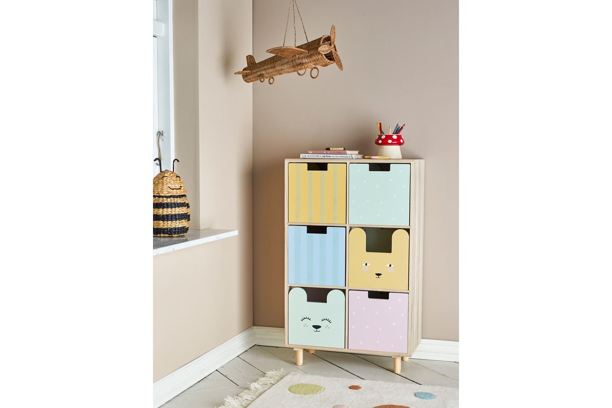 Kinder-Bücherregal „Linus“ mit Schubladen – Buntes Design