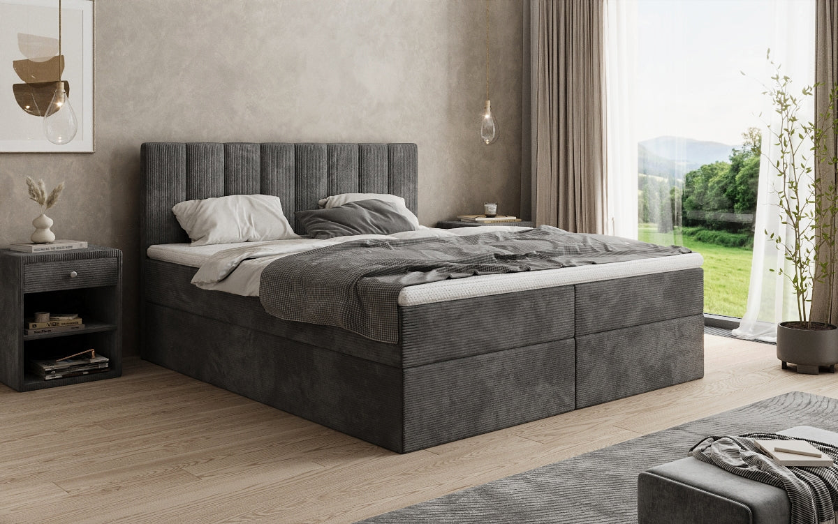 Sofia box spring bed in Corduroy with storage