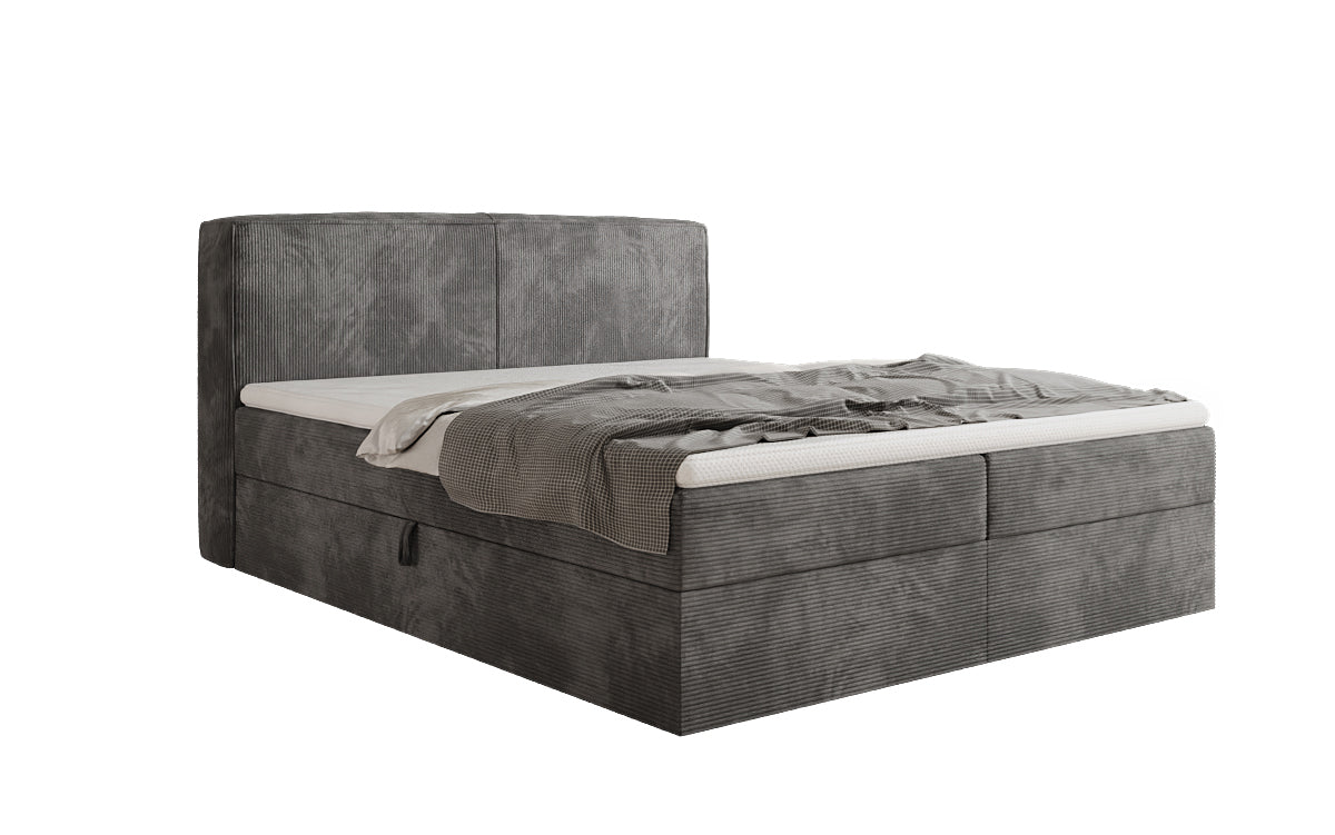 Box spring bed Marea in Corduroy with storage space