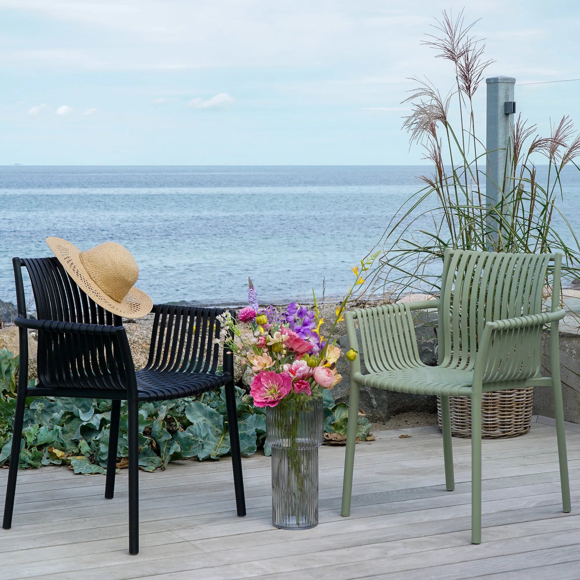 Set of 4 - Verona Black Garden Chair - Stackable Outdoor Chair
