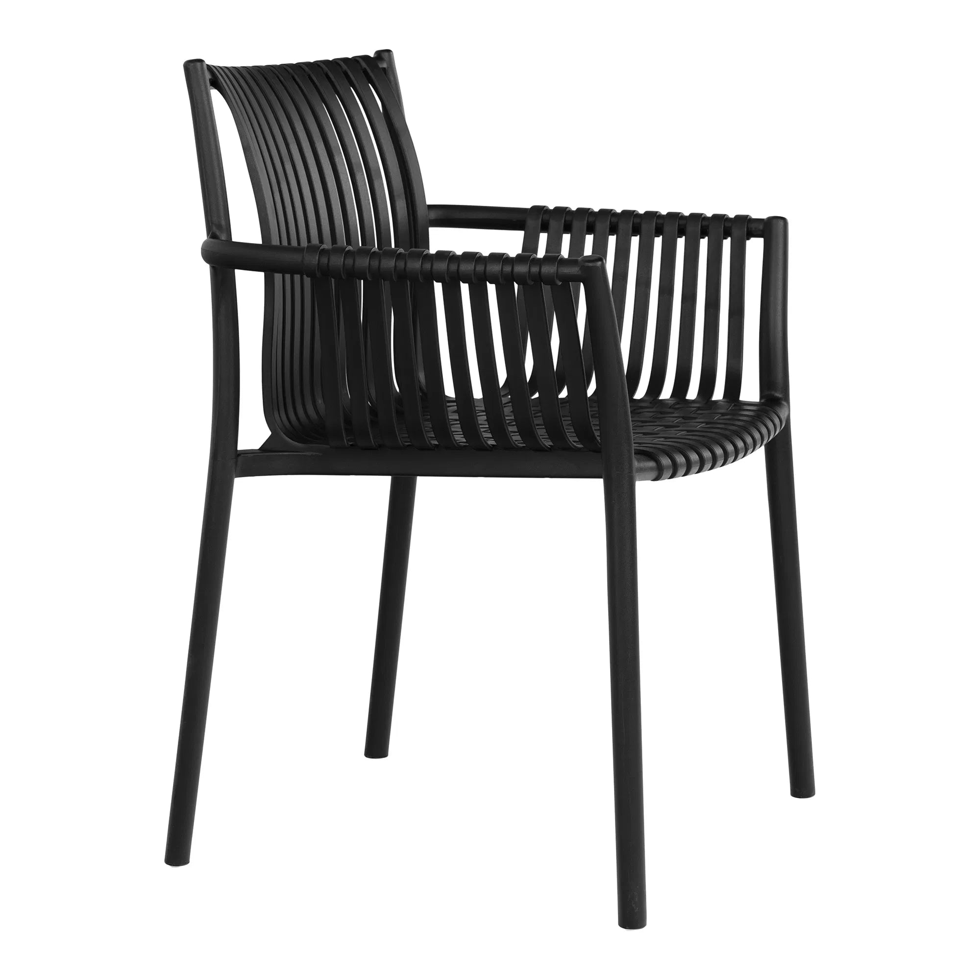 Set of 4 - Verona Black Garden Chair - Stackable Outdoor Chair