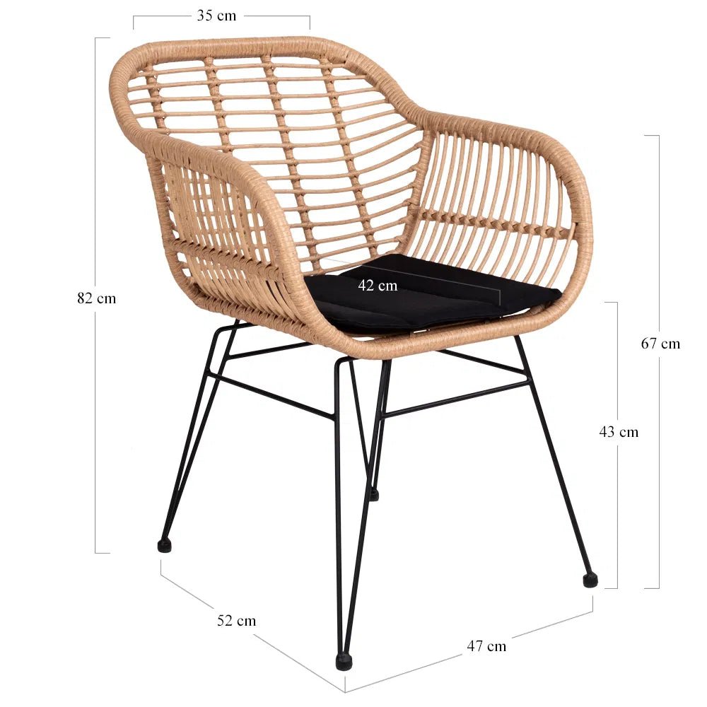Set of 2 - Firenze Natural Garden Chair made of Steel/Polyrattan